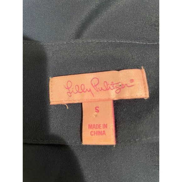 Lilly Pulitzer Navy Embellished Neckline Blouse S 100% Polyester - Picture 9 of 13